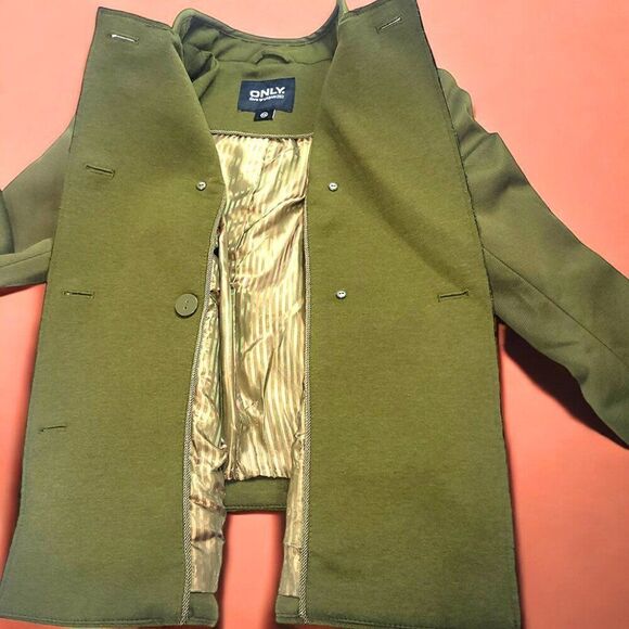 Army green double-breasted tapered military blazer suit jacket - Picture 6 of 10